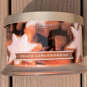 🆕HARRY SLATKIN HOMEWORX PEACH GINGERBREAD 4 WICK 18oz CANDLE —NWT!